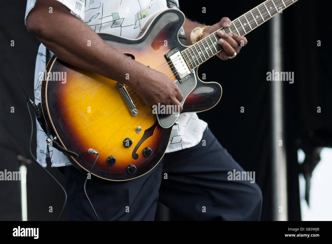 Preston Shannon Memphis Blues Musik beim American Folk Festival 2015, Bangor, ME Stockfoto