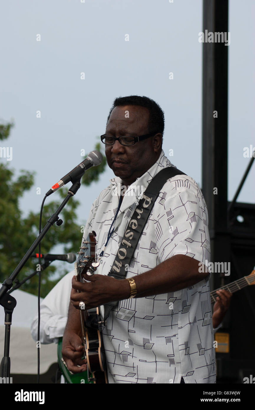 Preston Shannon Memphis Blues Musik beim American Folk Festival 2015, Bangor, ME Stockfoto