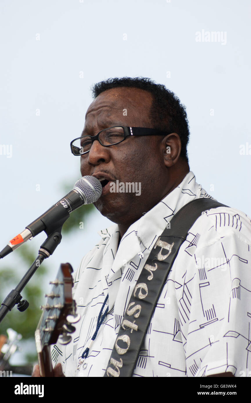 Preston Shannon Memphis Blues Musik beim American Folk Festival 2015, Bangor, ME Stockfoto