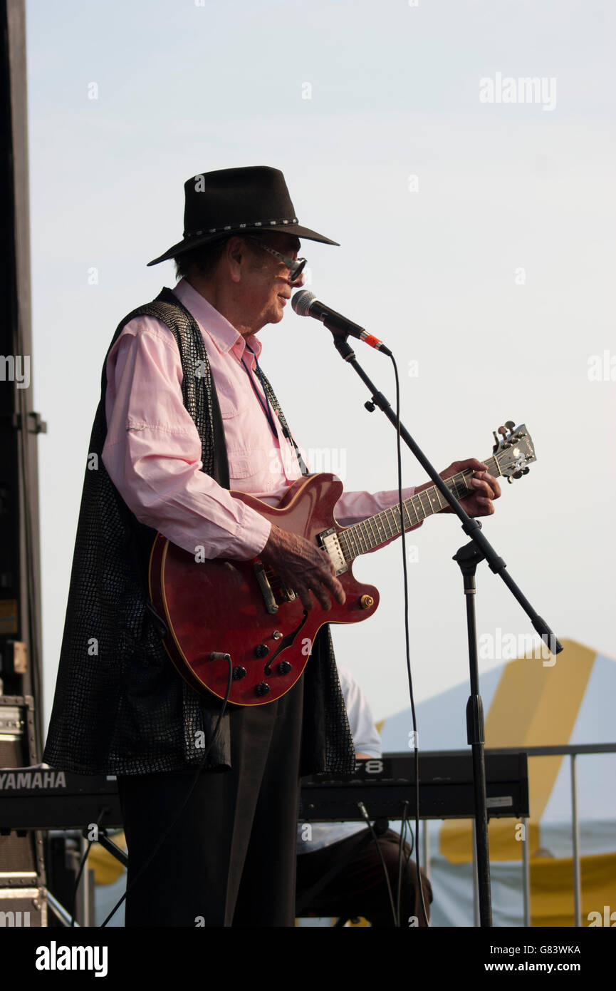 Sleepy LaBeef Rockabilly Musik beim American Folk Festival 2015, Bangor, ME Stockfoto