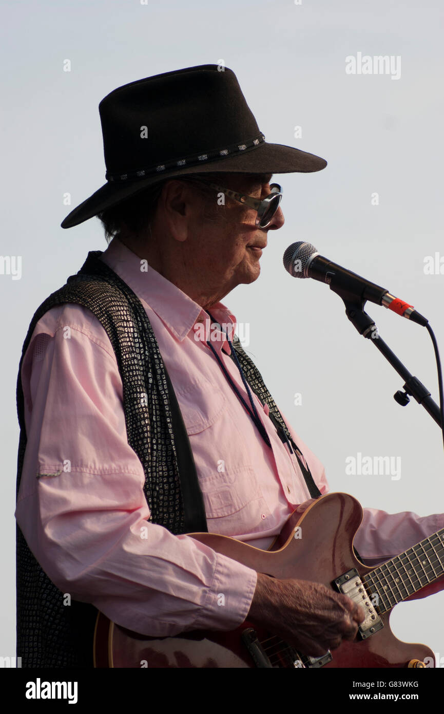 Sleepy LaBeef Rockabilly Musik beim American Folk Festival 2015, Bangor, ME Stockfoto
