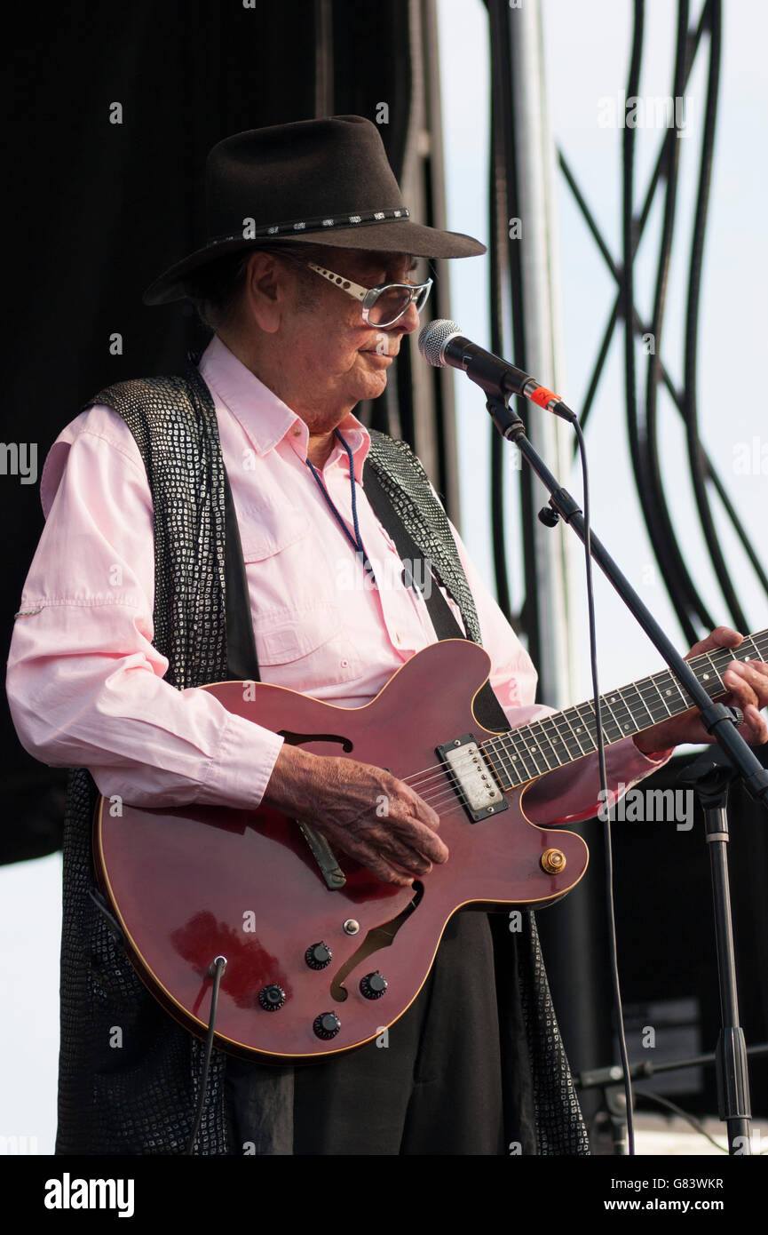 Sleepy LaBeef Rockabilly Musik beim American Folk Festival 2015, Bangor, ME Stockfoto
