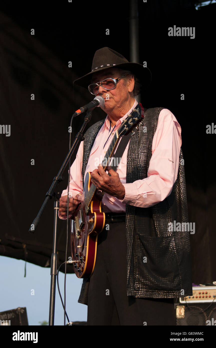 Sleepy LaBeef Rockabilly Musik beim American Folk Festival 2015, Bangor, ME Stockfoto