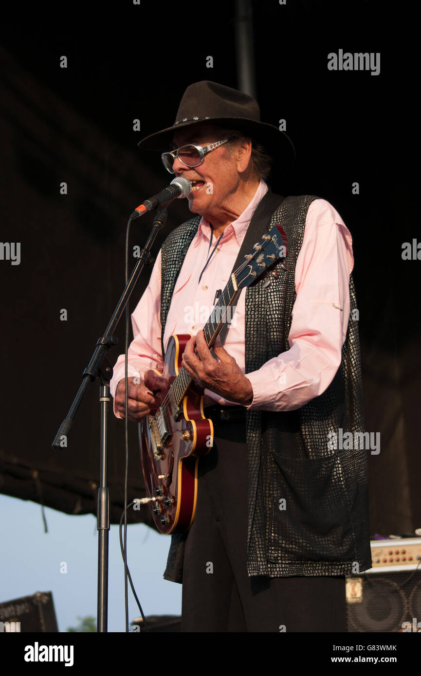 Sleepy LaBeef Rockabilly Musik beim American Folk Festival 2015, Bangor, ME Stockfoto