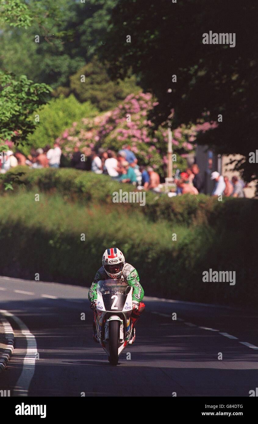 Motorrad - Isle of man TT-Rennen. Glen English im Ultra Lightweight 125 TT Stockfoto