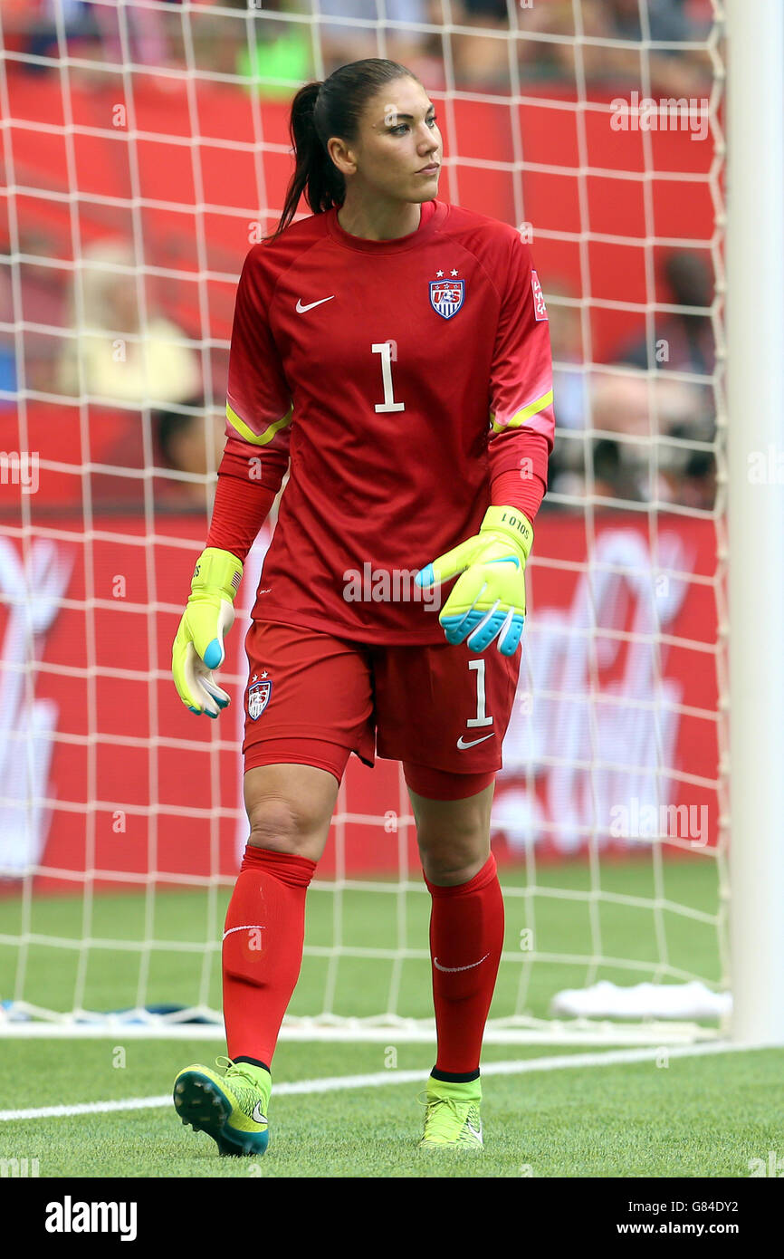 United States' Hope Solo beim FIFA Women's World Cup Canada 2015 Final Match zwischen den USA und Japan im BC Place Stadium in Vancouver, Kanada. Stockfoto