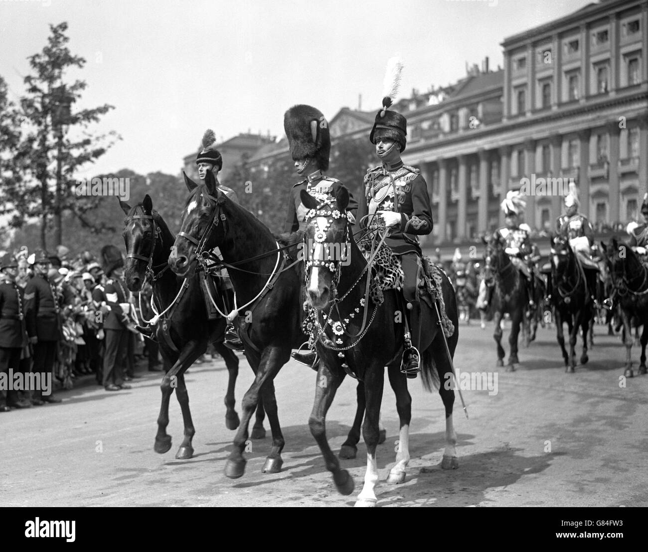 (l-r) der Herzog von York, Viscount Lascelles und Prinz Henry bei Trooping the Color. Stockfoto