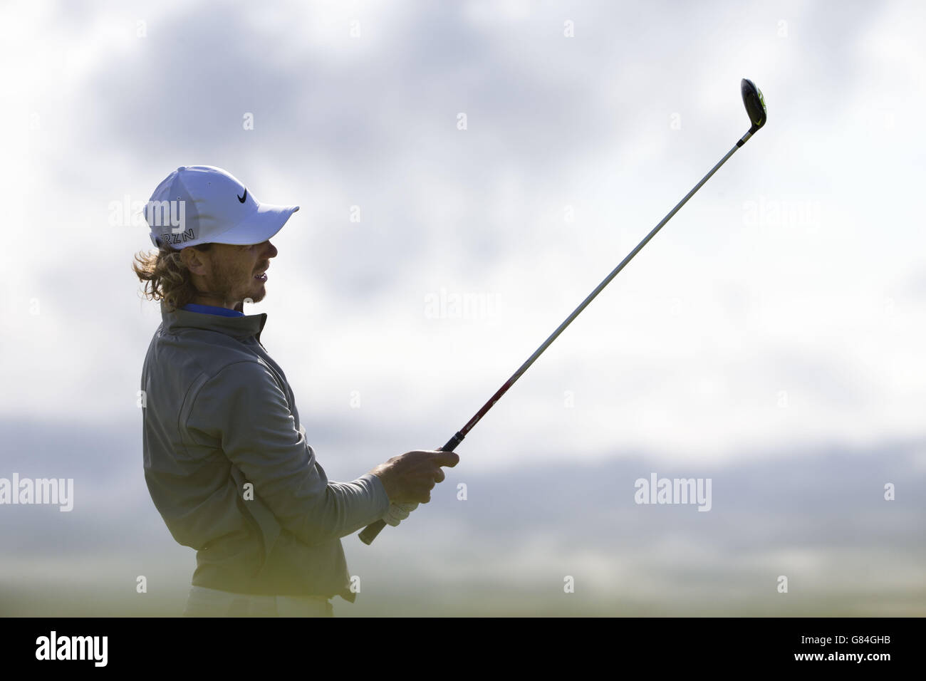 Englands Tommy Fleetwood am vierten Tag der Scottish Open im Gullane Golf Club, East Lothian. DRÜCKEN SIE VERBANDSFOTO. Bilddatum: Sonntag, 12. Juli 2015. Siehe PA Geschichte GOLF Gullane. Der Bildnachweis sollte lauten: Kenny Smith/PA Wire. EINSCHRÄNKUNGEN: Keine kommerzielle Nutzung. Keine falsche kommerzielle Vereinigung. Keine Videoemulation. Keine Bildbearbeitung. Stockfoto