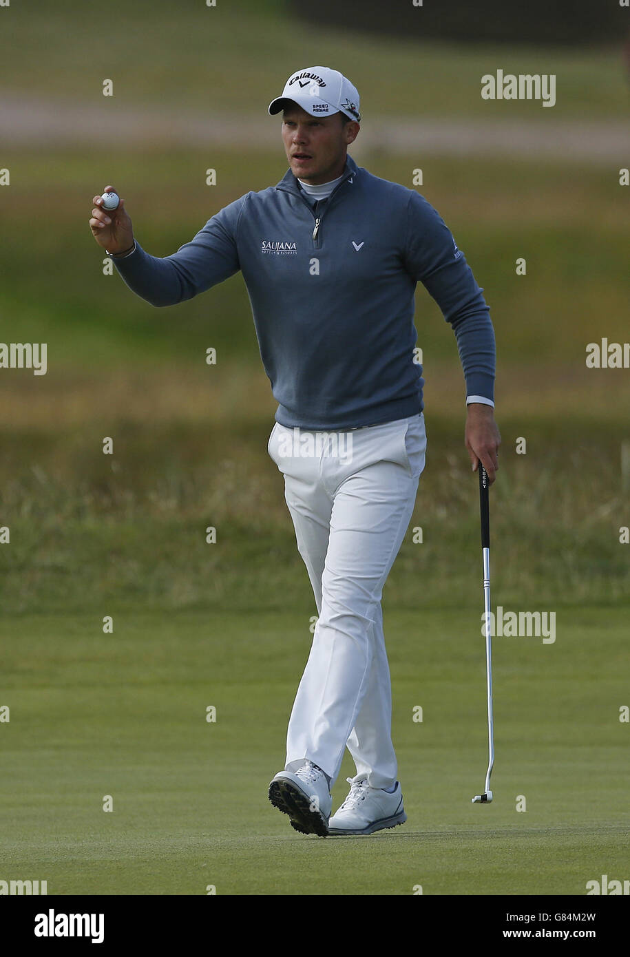 Englands Danny Willett feiert sein Birdie am 10. Tag der Open Championship 2015 in St Andrews, Fife. Stockfoto