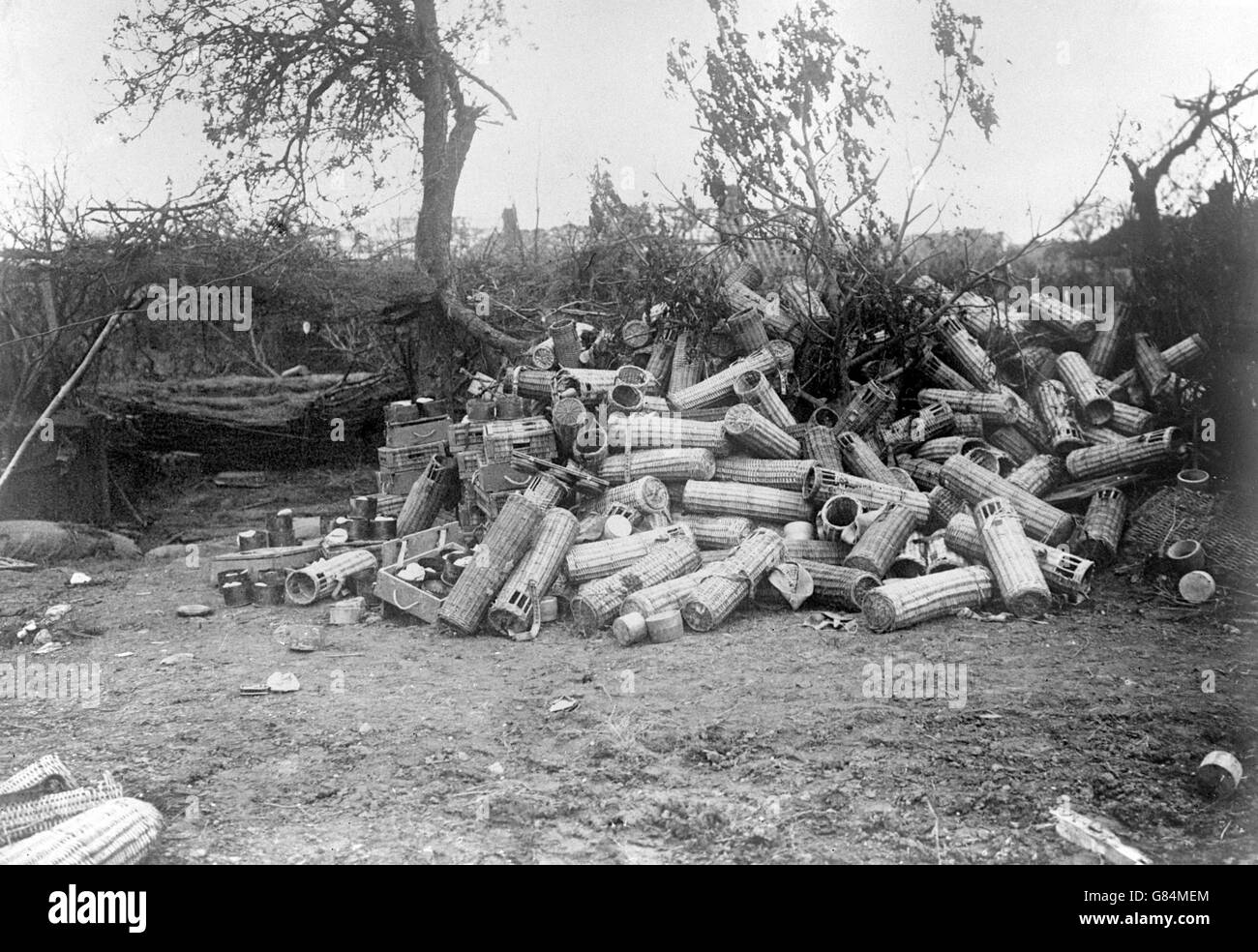 Ein gefangener deutscher Akku in Herbecourt. Stockfoto