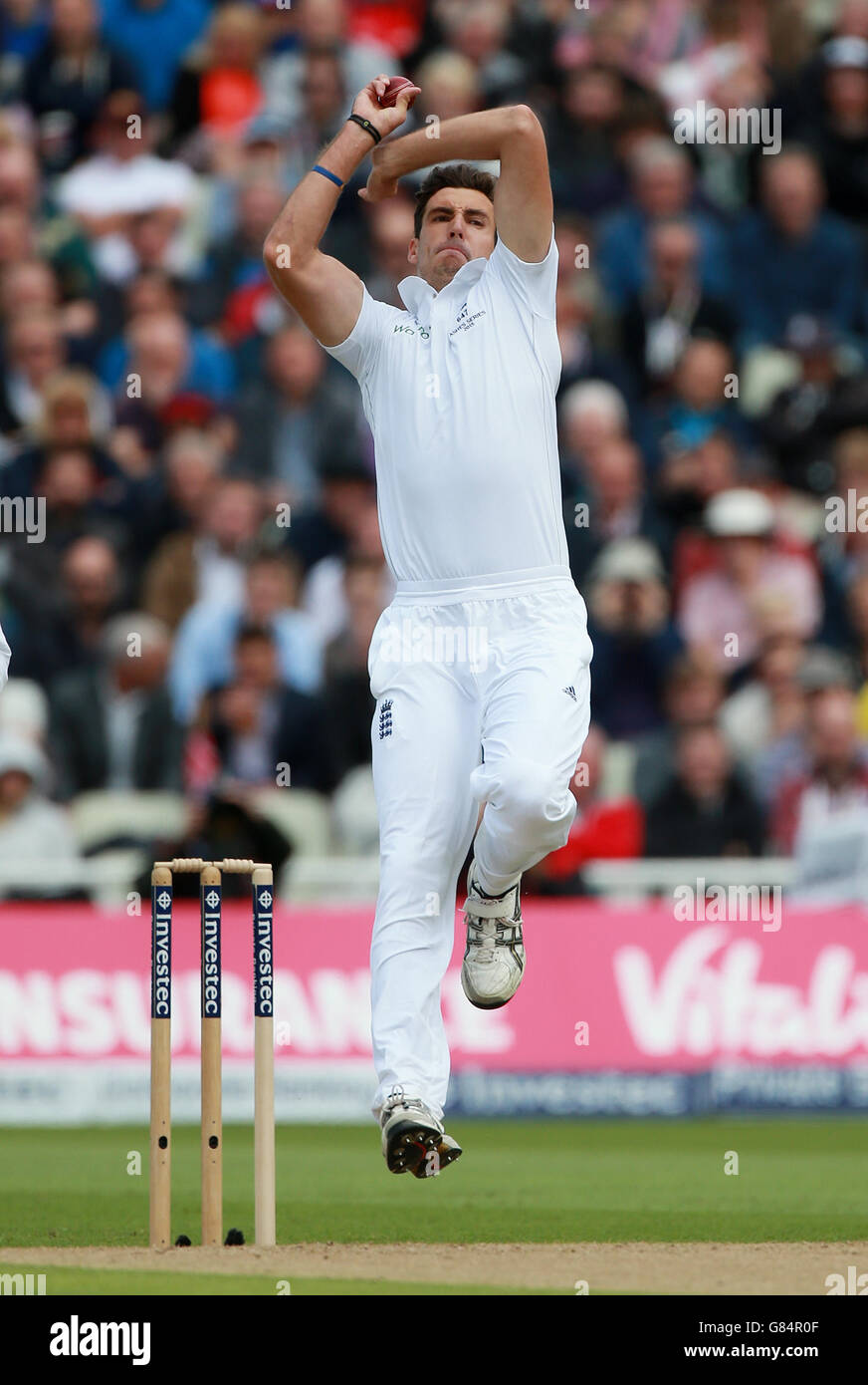 Steven Finn aus England während des dritten Investec Ashes Tests in Egbaston, Birmingham. Stockfoto