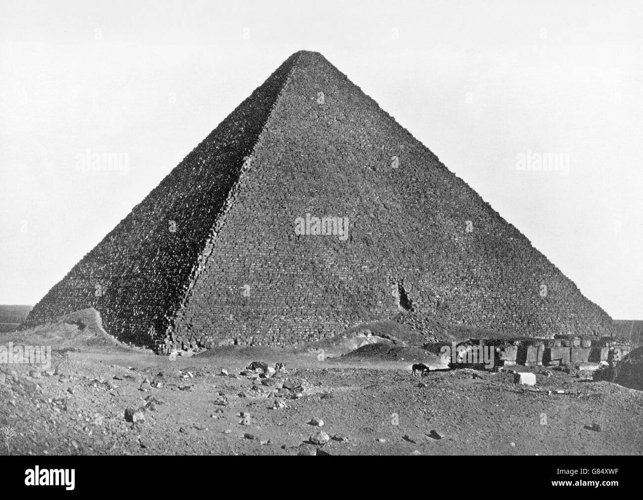 Die große Pyramide von Gizeh (auch bekannt als die Pyramide von Khufu oder der Pyramide des Cheops), die älteste und größte der drei Pyramiden in Gizeh Pyramidenanlage. Foto von 1890 bis 1902 von Kosmos Bilder Co, NY. Stockfoto