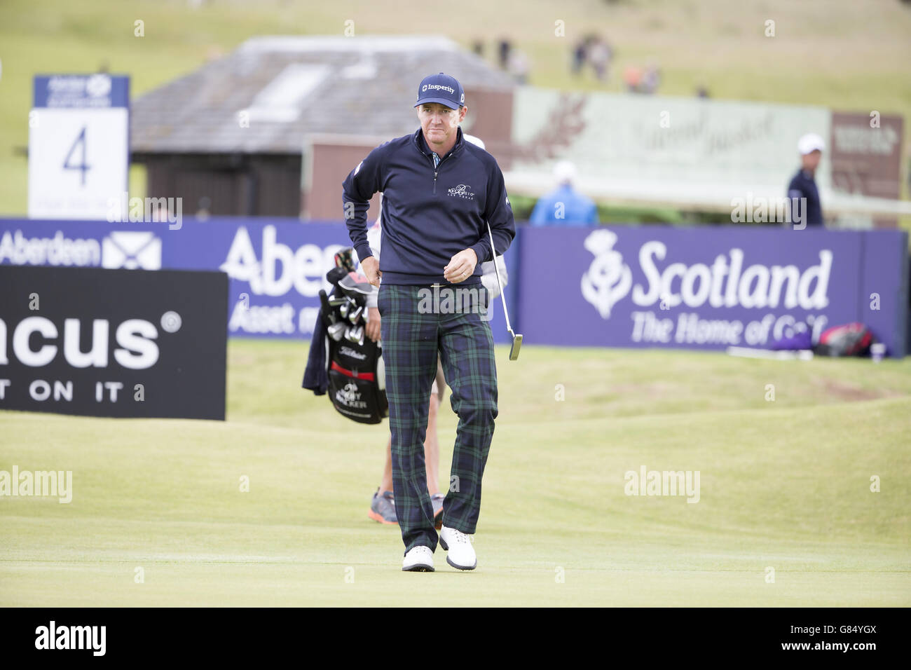 Der US-Amerikaner Jimmy Walker auf dem 9. Green während eines Voraustages vor den Scottish Open im Gullane Golf Club, East Lothian. DRÜCKEN SIE VERBANDSFOTO. Bilddatum: Mittwoch, 8. Juli 2015. Siehe PA Geschichte GOLF Gullane. Der Bildnachweis sollte lauten: Kenny Smith/PA Wire. EINSCHRÄNKUNGEN: Keine kommerzielle Nutzung. Keine falsche kommerzielle Vereinigung. Keine Videoemulation. Keine Bildbearbeitung. Stockfoto