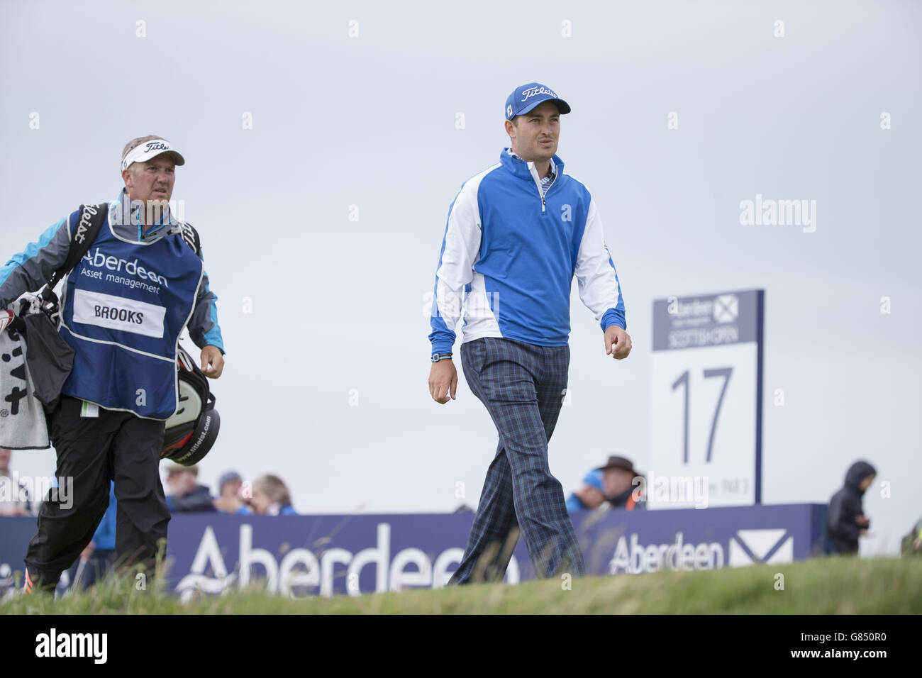 Der englische Daniel Brooks geht am dritten Tag der Scottish Open im Gullane Golf Club, East Lothian, vom 17. Abschlag aus. DRÜCKEN SIE VERBANDSFOTO. Bilddatum: Samstag, 11. Juli 2015. Siehe PA Geschichte GOLF Gullane. Der Bildnachweis sollte lauten: Kenny Smith/PA Wire. EINSCHRÄNKUNGEN: Nur für redaktionelle Zwecke. Keine kommerzielle Nutzung. Keine falsche kommerzielle Vereinigung. Keine Videoemulation. Keine Bildbearbeitung. Stockfoto