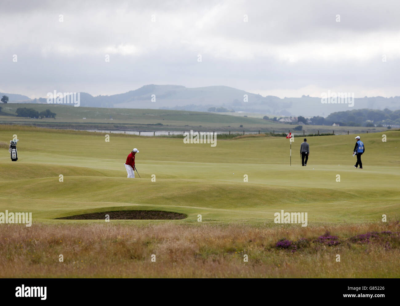 Ein allgemeiner Blick auf den 10. Während eines Trainingstages vor der Open Championship 2015 in St Andrews, Fife. Stockfoto