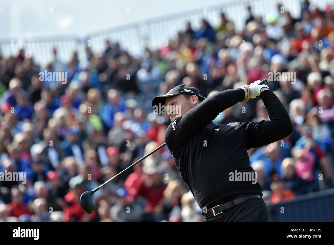 Englands Danny Willett zieht am 17. Tag der Open Championship 2015 in St Andrews, Fife ab. Stockfoto