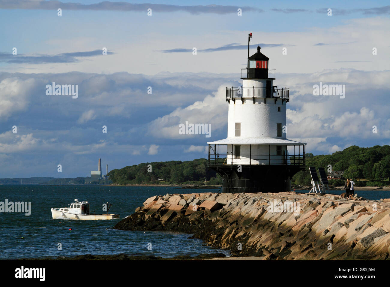 Frühling Ledge Point Lighthouse, South Portland, Maine, USA Stockfoto
