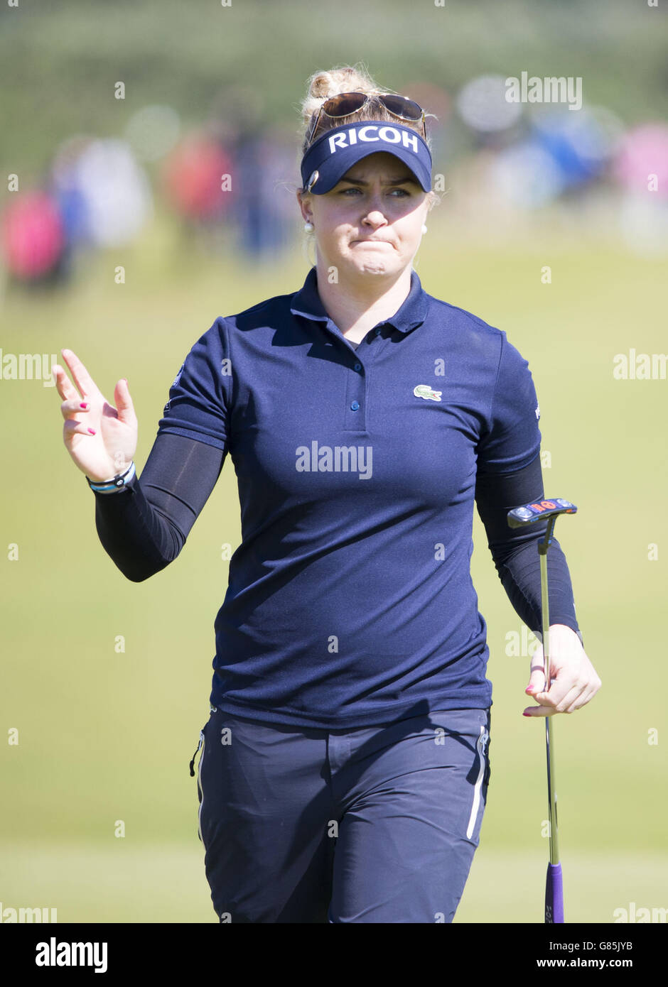 Englands Charley Hull am 14. Loch während des Tages eines der Ricoh Women's British Open im Trump Turnberry Resort, South Ayrshire. DRÜCKEN SIE VERBANDSFOTO. Bilddatum: Donnerstag, 30. Juli 2015. Siehe PA Geschichte GOLF Frauen. Der Bildnachweis sollte lauten: Kenny Smith/PA Wire. EINSCHRÄNKUNGEN: Nur für redaktionelle Zwecke. Keine kommerzielle Nutzung. Keine falsche kommerzielle Vereinigung. Keine Videoemulation. Keine Bildbearbeitung. Stockfoto