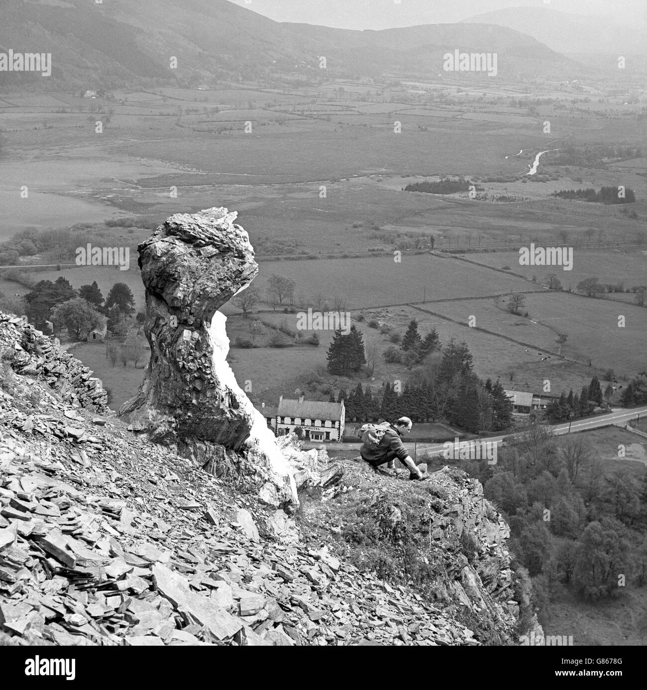 Der Bischof von Barf, ein Wahrzeichen am Lakeland-Berghang am Bassenthwaite Lake oberhalb der Keswick-Cumberland Road. Stockfoto