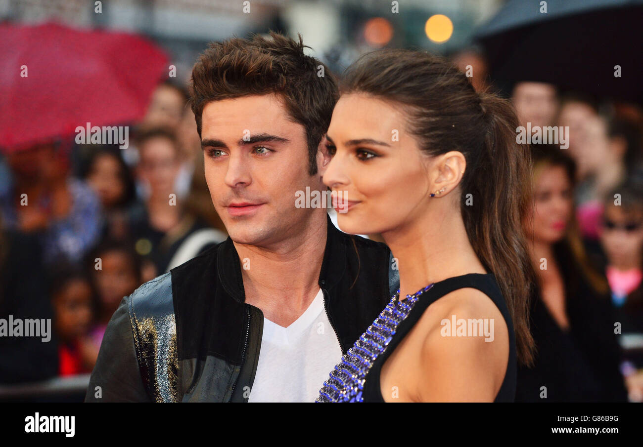 Zac Efron und Emily Ratajkowski (rechts) bei der Europa-Premiere von We Are Your Friends im ritzy Picturehaus, Brixton Oval, London. Stockfoto