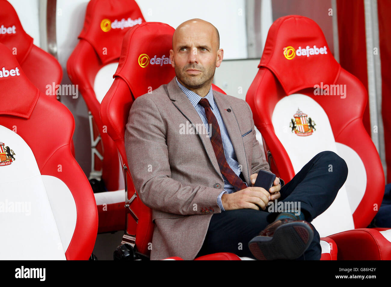 Fußball - Capital One Cup - zweite Runde - Sunderland gegen Exeter City - Stadion des Lichts. Exeter-Manager Paul Tisdale während des Capital One Cup, des zweiten Rundenmatches im Stadium of Light, Sunderland. Stockfoto