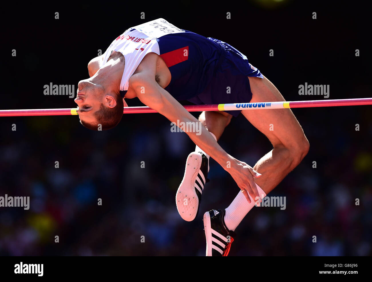 Der britische Robert Grabarz im Hochsprung-Qualifying der Männer am siebten Tag der IAAF-Weltmeisterschaft im Beijing National Stadium, China. Stockfoto