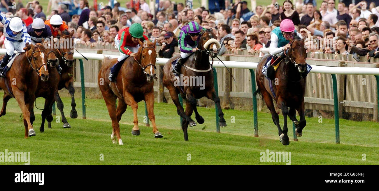 Bemerkenswerter Gast mit Jockey Mick Kinane (R) auf dem Weg, um das landesweite Stahl und Rohre Handicap zu gewinnen Stockfoto Bemerkenswerter Gast mit Jockey Mick Kinane (R) auf dem Weg, um das landesweite Stahl und Rohre Handicap zu gewinnen Stockfoto