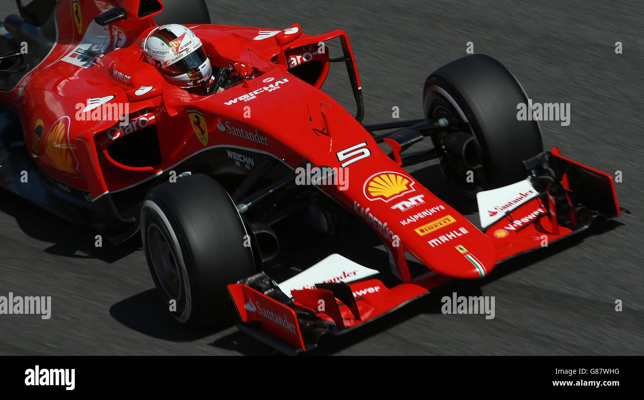 Ferrari-Rennfahrer Sebastian Vettel während des Qualifikationstages für den Großen Preis von Italien 2015 in Monza, Italien. Stockfoto