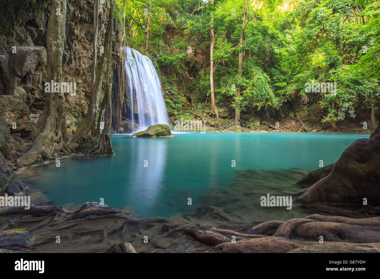 Erawan Wasserfall, Kanchanaburi, Thailand Stockfoto