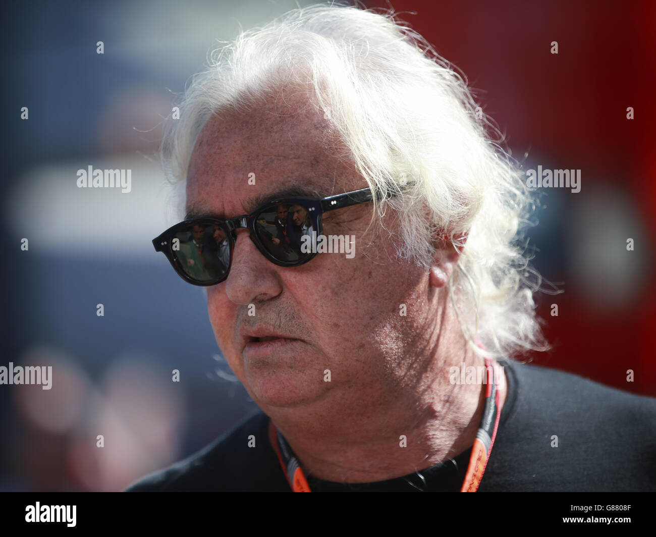 Flavio Briatore beim Großen Preis von Italien 2015 in Monza, Italien. DRÜCKEN SIE VERBANDSFOTO. Bilddatum: Sonntag, 6. September 2015. Siehe PA Story AUTO Italienisch. Bildnachweis sollte lauten: David Davies/PA Wire. EINSCHRÄNKUNGEN: Kommerzielle Nutzung mit vorheriger Zustimmung der Teams. Stockfoto