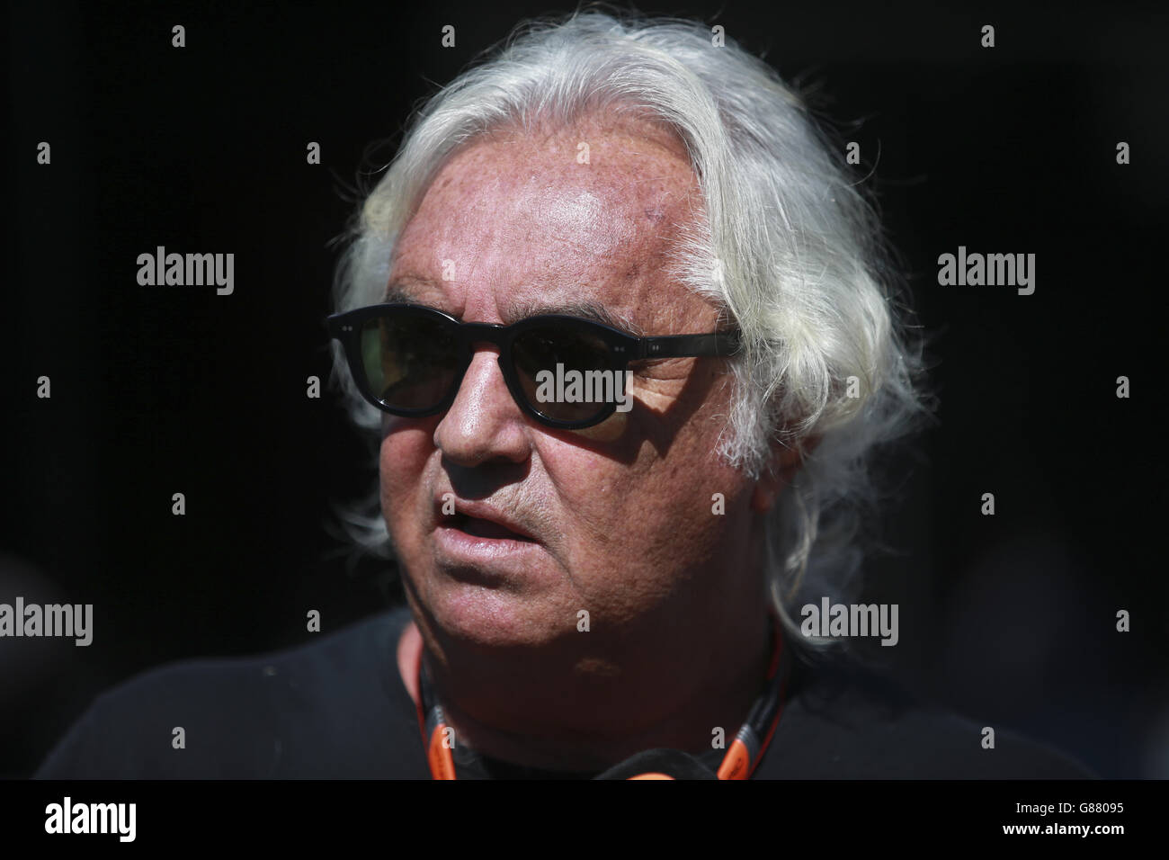 Flavio Briatore beim Großen Preis von Italien 2015 in Monza, Italien. DRÜCKEN SIE VERBANDSFOTO. Bilddatum: Sonntag, 6. September 2015. Siehe PA Story AUTO Italienisch. Bildnachweis sollte lauten: David Davies/PA Wire. EINSCHRÄNKUNGEN: Kommerzielle Nutzung mit vorheriger Zustimmung der Teams. Stockfoto
