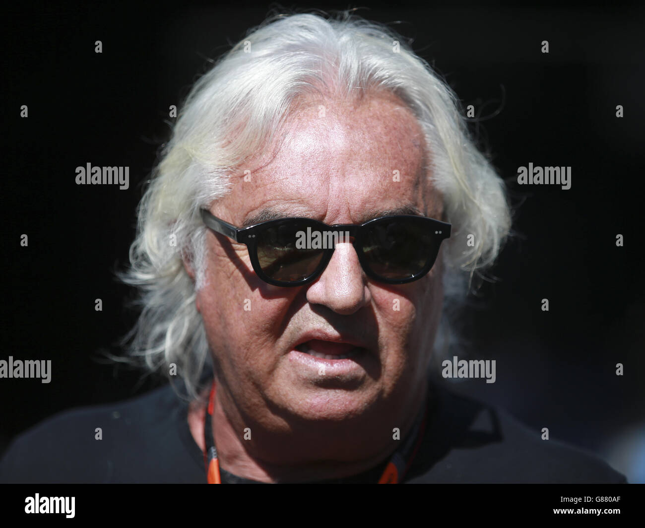 Flavio Briatore beim Großen Preis von Italien 2015 in Monza, Italien. DRÜCKEN Sie VERBANDSFOTO. Bilddatum: Sonntag, 6. September 2015. Siehe PA Story AUTO Italian. Bildnachweis sollte lauten: David Davies/PA Wire. EINSCHRÄNKUNGEN: . Kommerzielle Nutzung mit vorheriger Zustimmung der Teams. Weitere Informationen erhalten Sie unter +44 (0)1158 447447. Stockfoto