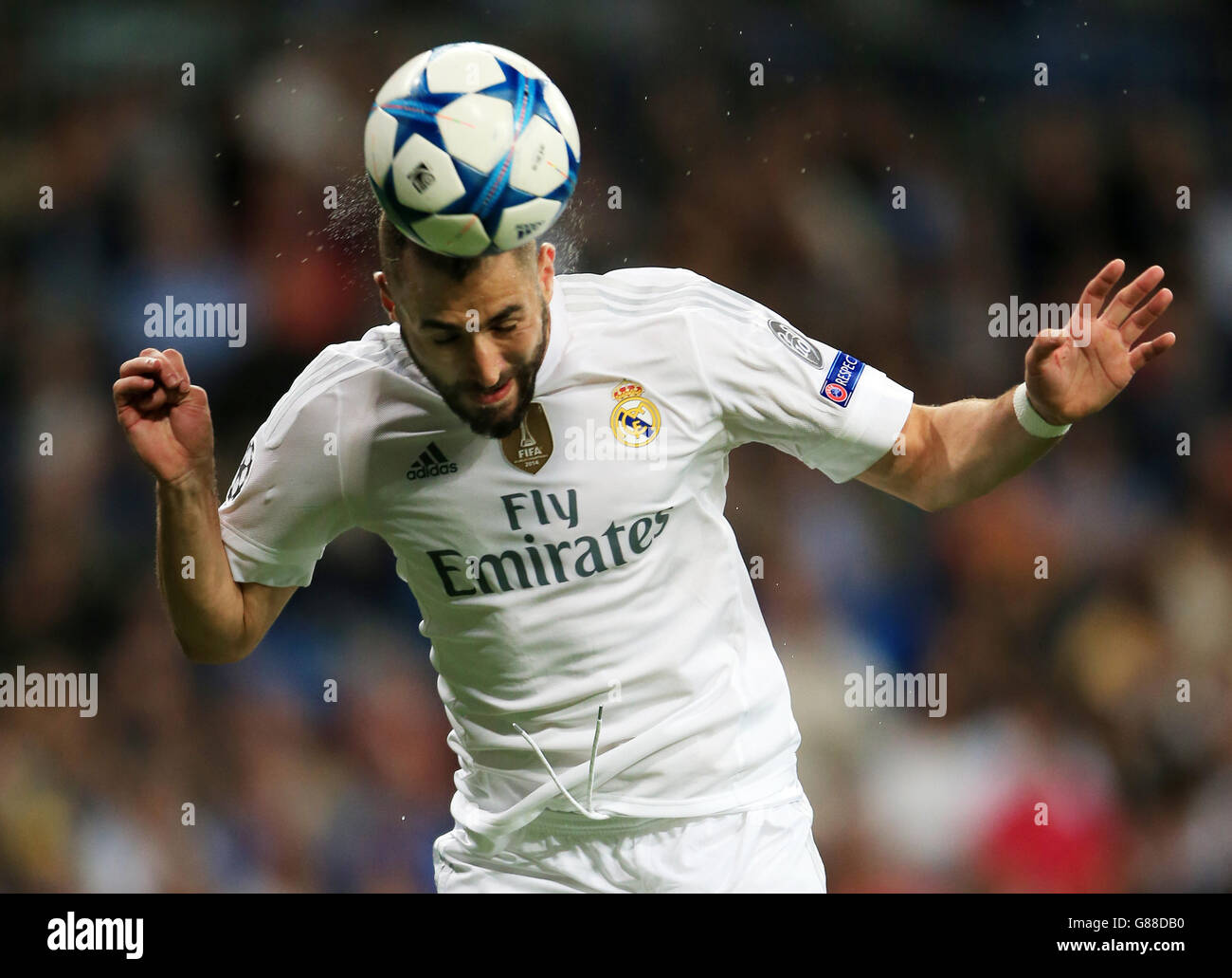 Fußball - UEFA Champions League - Gruppe A - Real Madrid / Shakhtar Donetsk - Estadio Santiago Bernabeu. Karim Benzema von Real Madrid Stockfoto