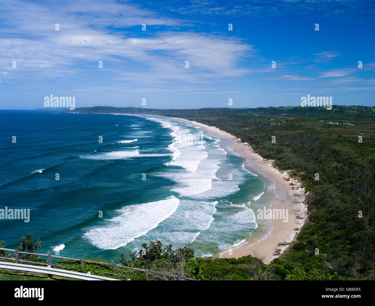 Blick auf Tallow Beach in der Nähe des Leuchtturm von Byron Bay, Byron Bay, NSW, Australien Stockfoto