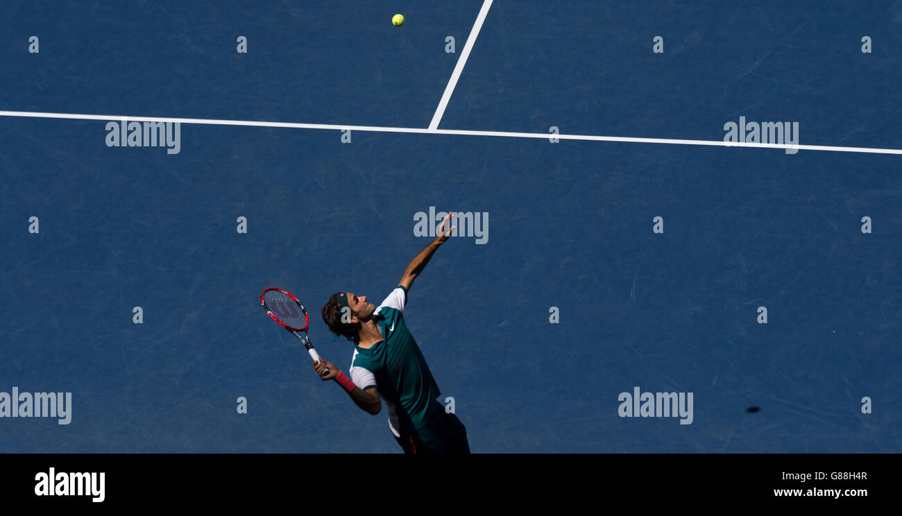 S-Einzelspiel gegen Philipp Kohlschreiber am 6. Tag der US Open bei den US Open im Billie Jean King National Tennis Center am 5. September 2015 in New York, USA. Stockfoto