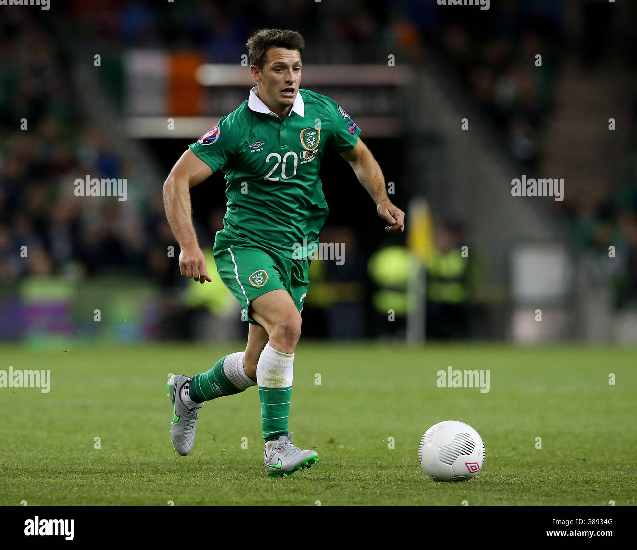 Wes Hoolahan aus der Republik Irland während des UEFA-Europameisterschafts-Qualifikationsspiel im Aviva Stadium, Dublin. DRÜCKEN Sie VERBANDSFOTO. Bilddatum: Montag, 7. September 2015. Siehe PA Geschichte SOCCER Republic. Bildnachweis sollte lauten: Brian Lawless/PA Wire Stockfoto