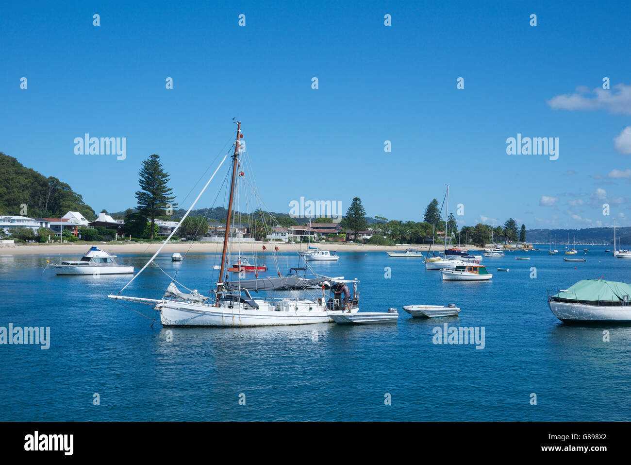 Festgemachten Boote Palm Beach Pittwater Sydney NSW Australia Stockfoto