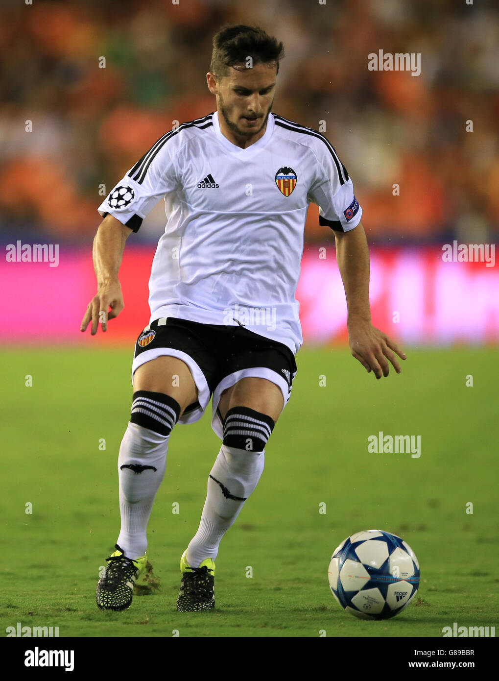 Fußball - UEFA Champions League - Gruppe H - Valencia / Zenit Saint Petersburg - Estadio de Mestalla. Pablo Piatti aus Valencia Stockfoto