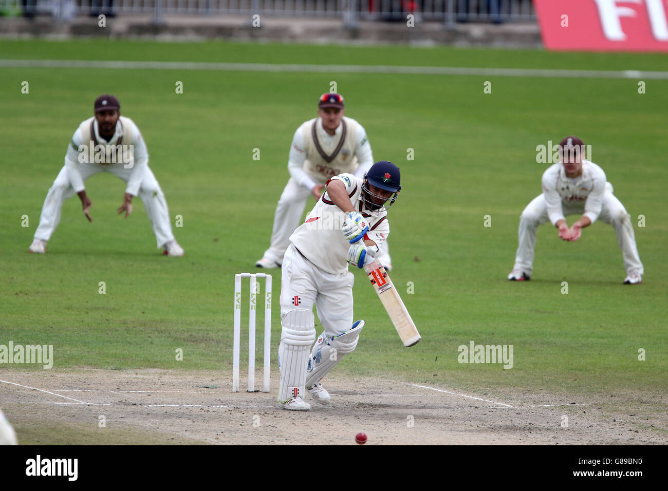 Lancashire's Ashwell Prince in Aktion während seines letzten Spiels für Lancashire am vierten Tag des LV= County Championship-Spiels in Old Trafford, Manchester. Stockfoto