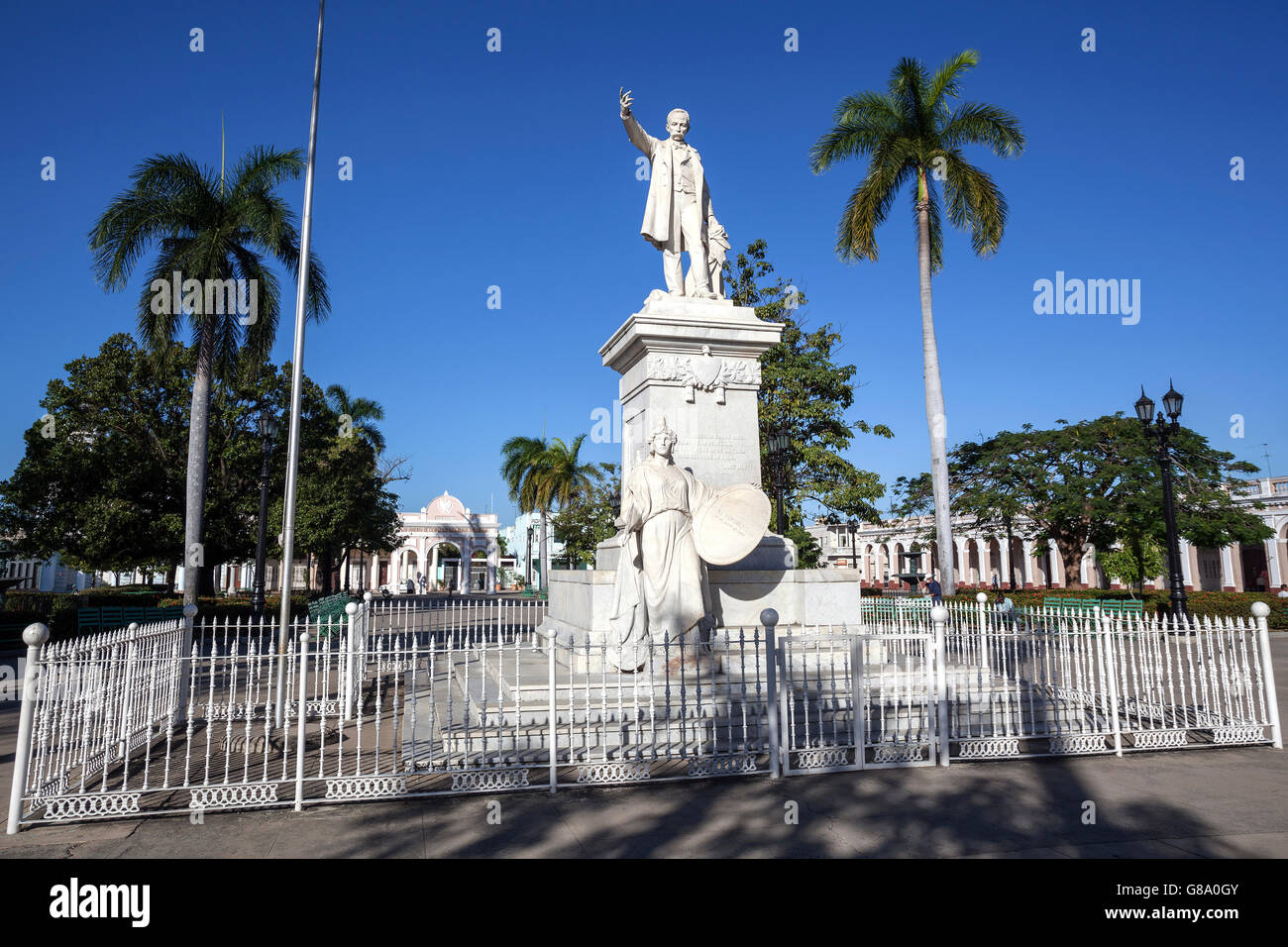 Denkmal des Nationalhelden, Dichter und Kämpfer für die Unabhängigkeit Jose Marti in den Park, Parque Jose Marti, Cienfuegos Stockfoto
