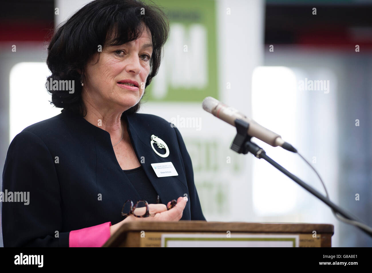 DIANE McCREA, Vorsitzender des natürlichen Ressourcen Wales, Adressierung Frauen Delegierten und Mitglieder der National Federation of Women Institute - Wales Jahrestagung April 2016 Stockfoto