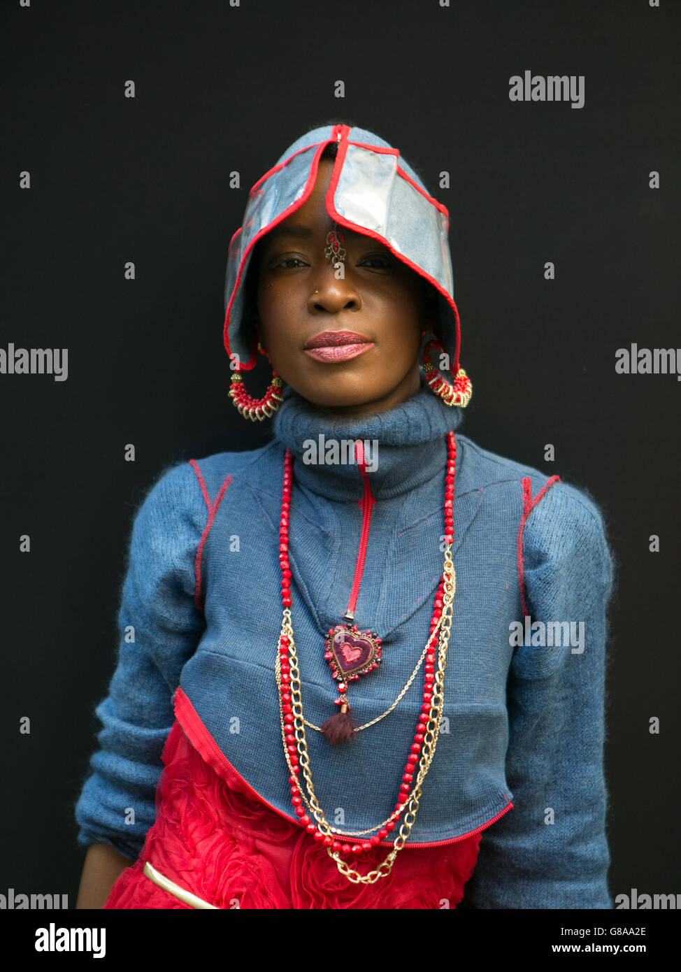 Cashka vor dem Brewer Street Car Park während der Frühjahr/Sommer 2016 London Fashion Week in London. Stockfoto