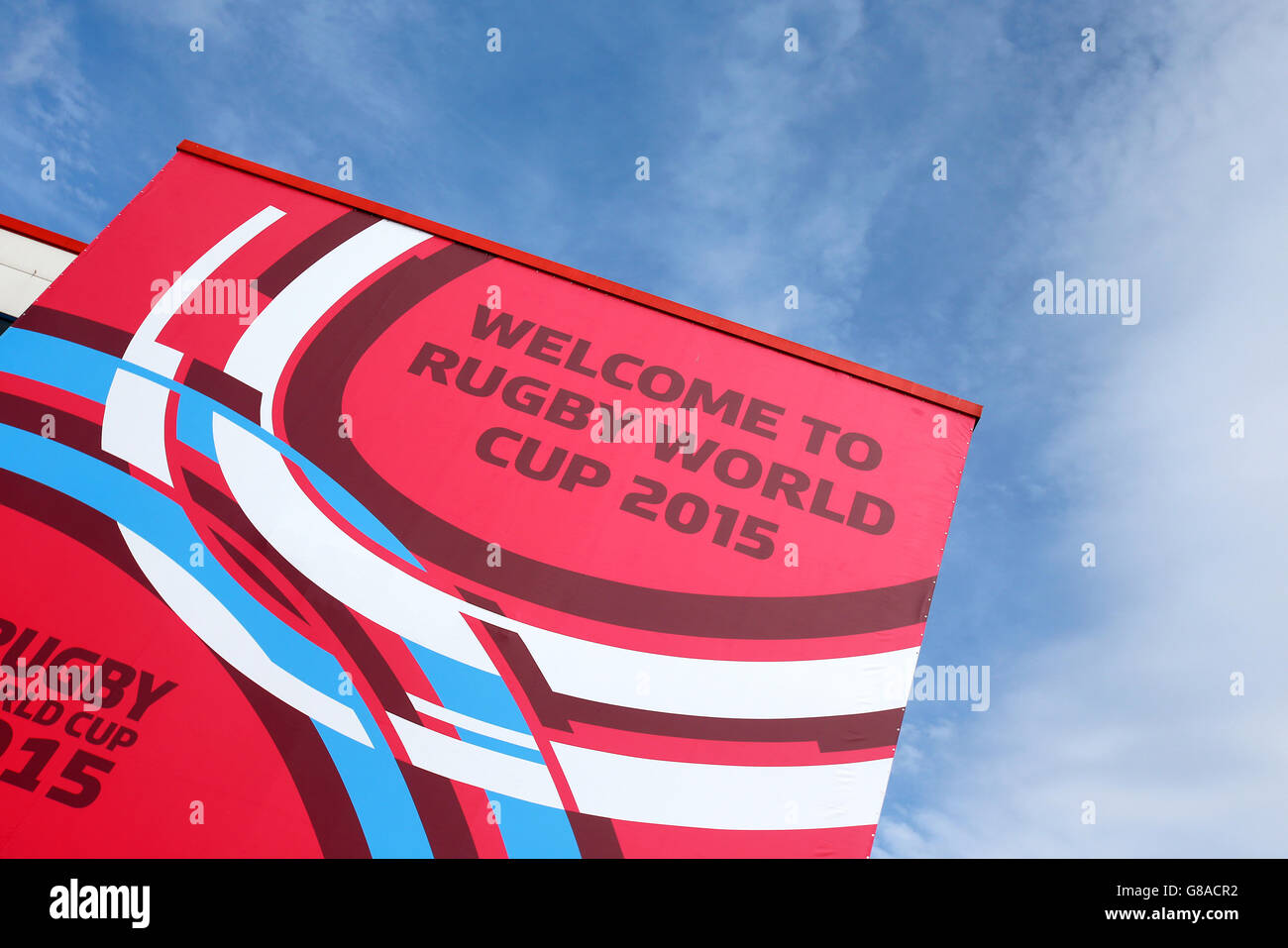 Beschilderung vor dem Rugby-Weltmeisterschaft-Spiel im Kingsholm Stadium, Gloucester. DRÜCKEN SIE VERBANDSFOTO. Bilddatum: Mittwoch, 23. September 2015. Siehe PA Story RUGBYU Scotland. Bildnachweis sollte lauten: David Davies/PA Wire. Stockfoto