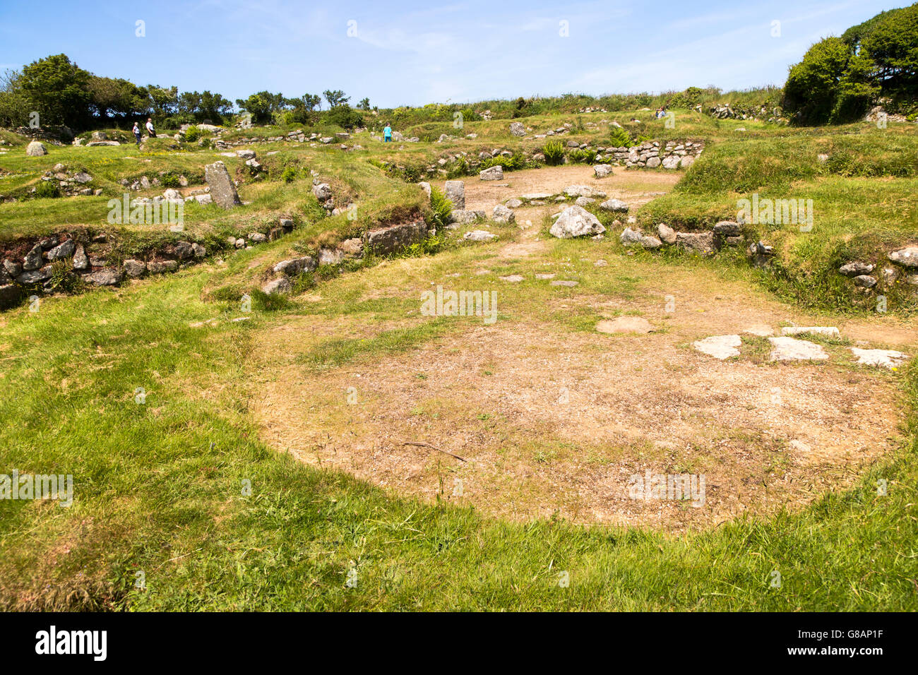 Carn Euny prähistorischen Dorf, Cornwall, England, UK Stockfoto