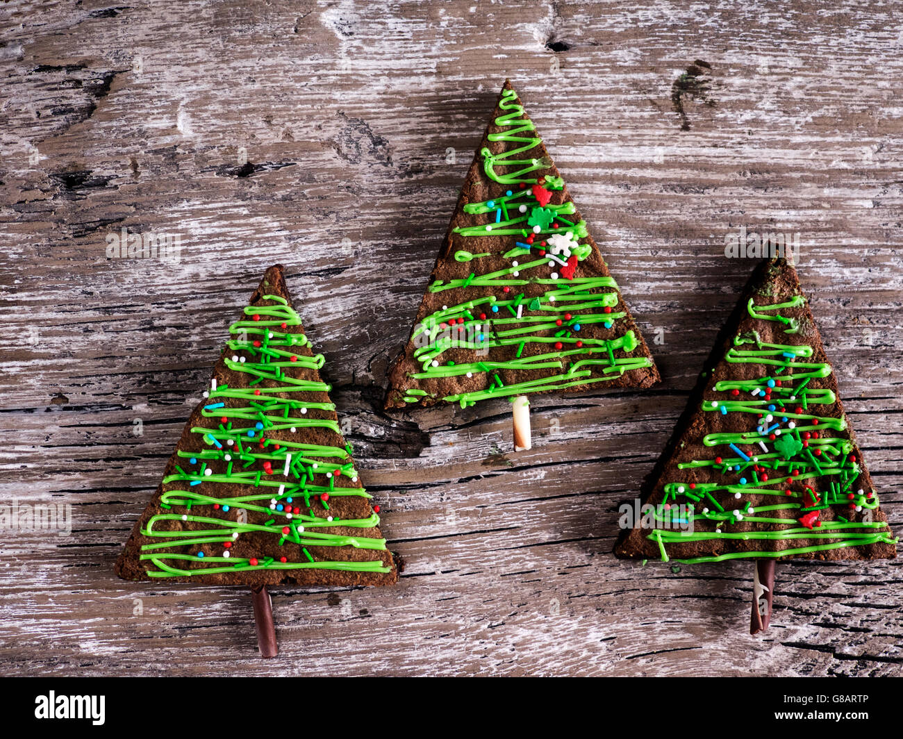 Nahaufnahme der Weihnachtsbaum geformte Kuchen Stockfoto