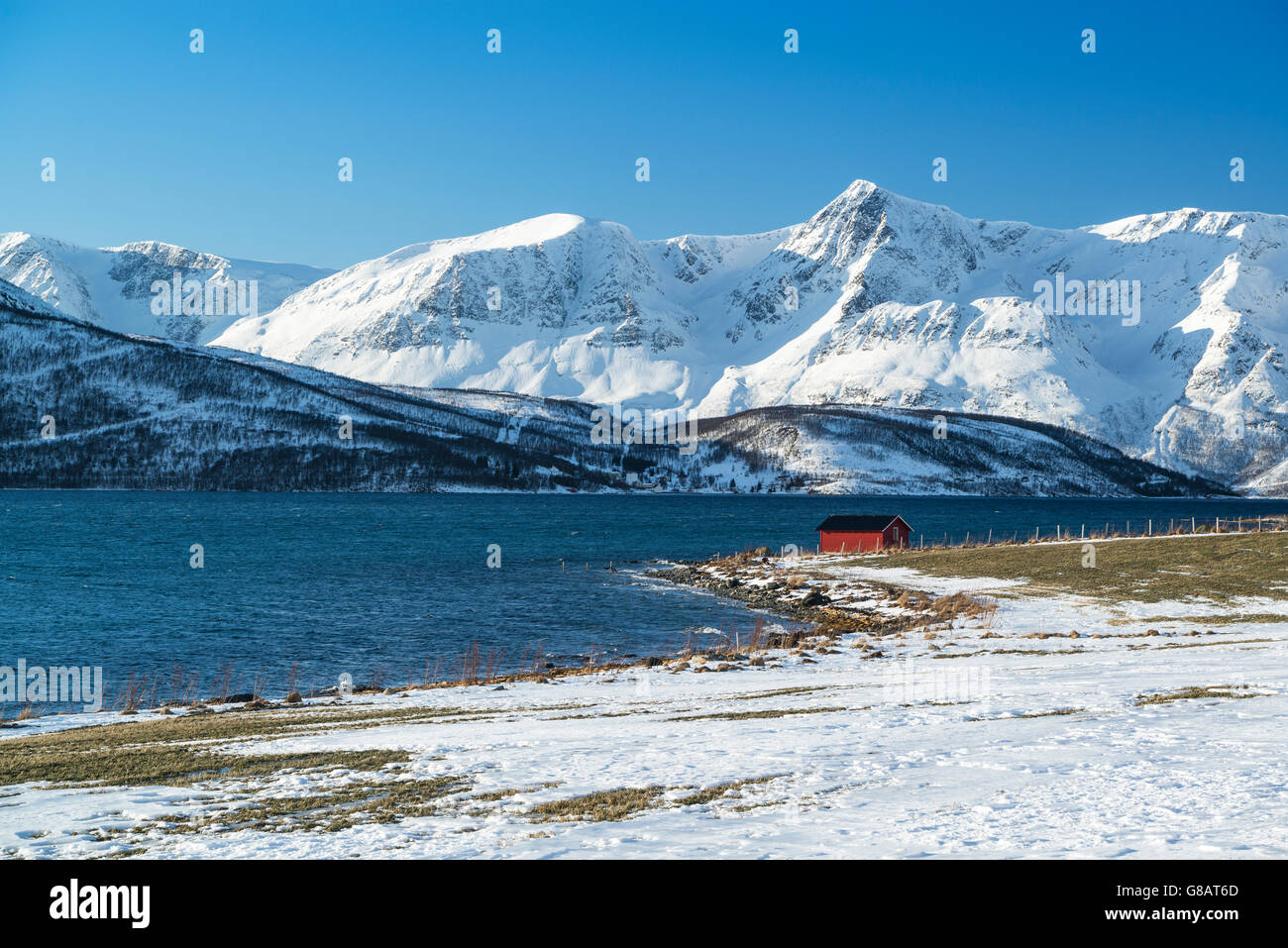 Die Halbinsel Lyngen mit Lyngen Alps, Nord-Norwegen Stockfoto