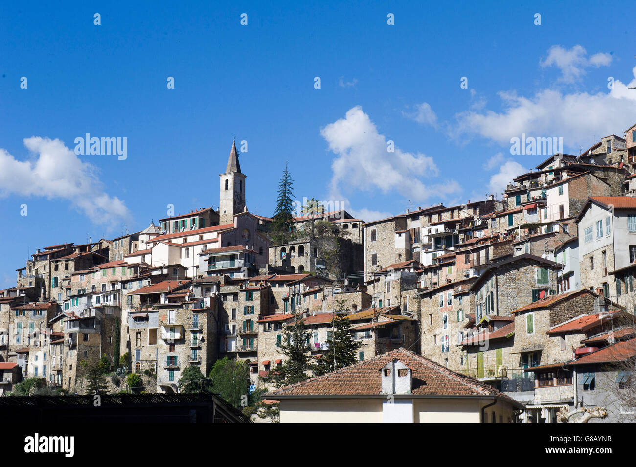 Italien, Ligurien, Imperia, Apricale, in der Val Nervia Stockfoto