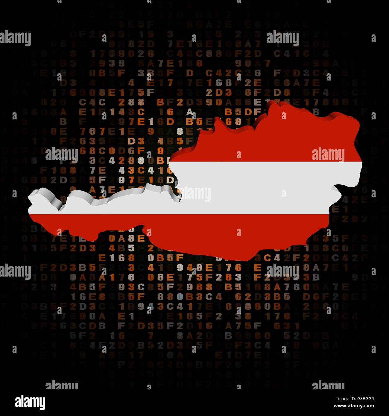 Österreich Karte Flagge auf hex-Code illustration Stockfoto