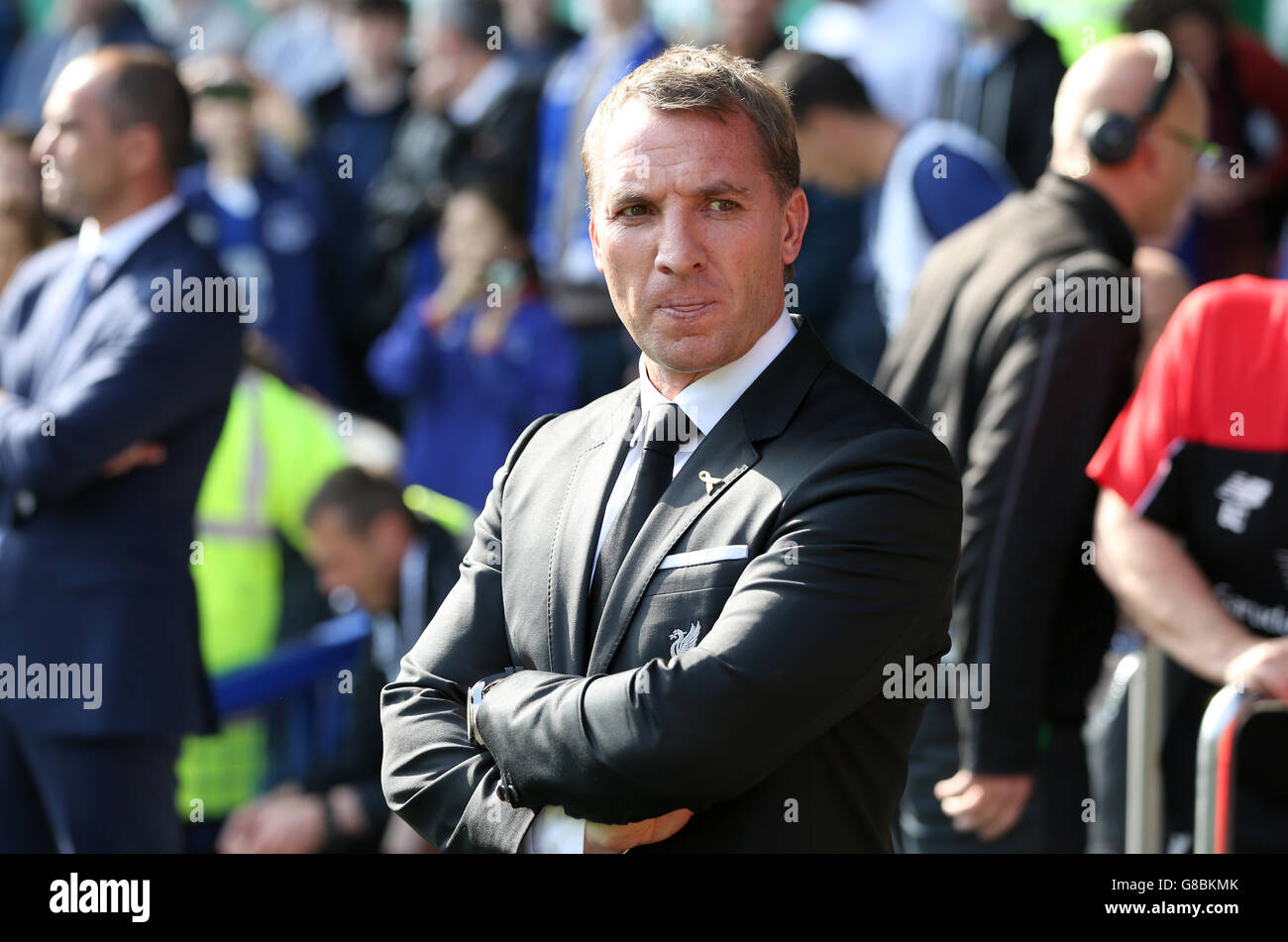 Fußball - Barclays Premier League - Everton gegen Liverpool - Goodison Park. Liverpool-Manager Brendan Rodgers vor dem Spiel Stockfoto