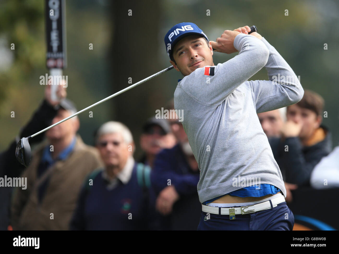 Der Franzose Julien Quesne am vierten Tag der British Masters im Woburn Golf Club, Little Brickhill. Stockfoto